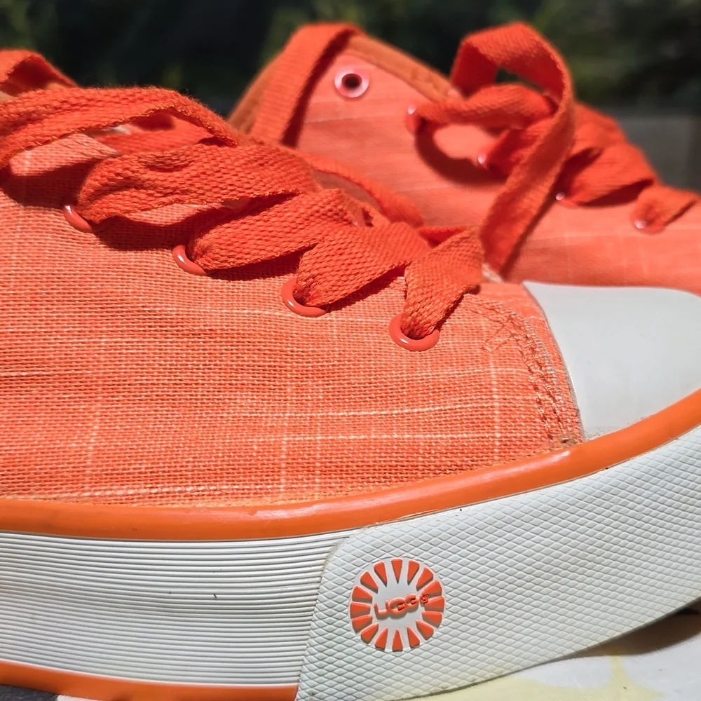 UGG Orange Canvas Lace-Up Low-Top Sneakers with Plush Lining
